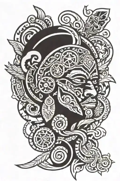 half sleeve tatto using Puerto Rican Taino symbols  tattoo design idea