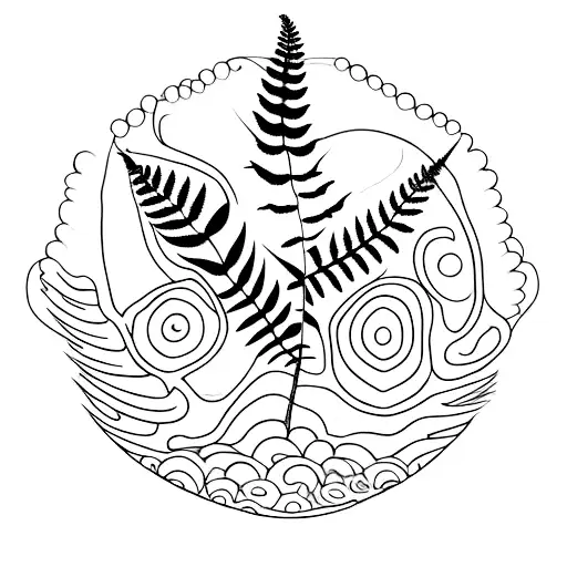5 fern trees overlapping tattoo design idea