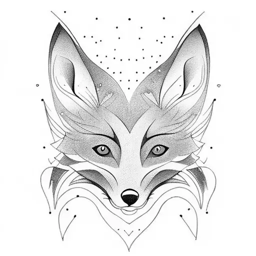 two foxes, ethereal, mystic, love , protection  tattoo design idea