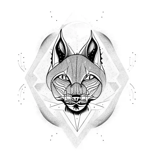 lynx and moon tattoo design idea