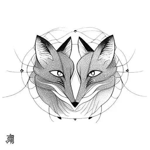 two foxes circling , ethereal, mystic, love , protection  tattoo design idea