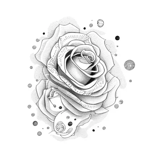 Moon, white roses, black doves tattoo design idea