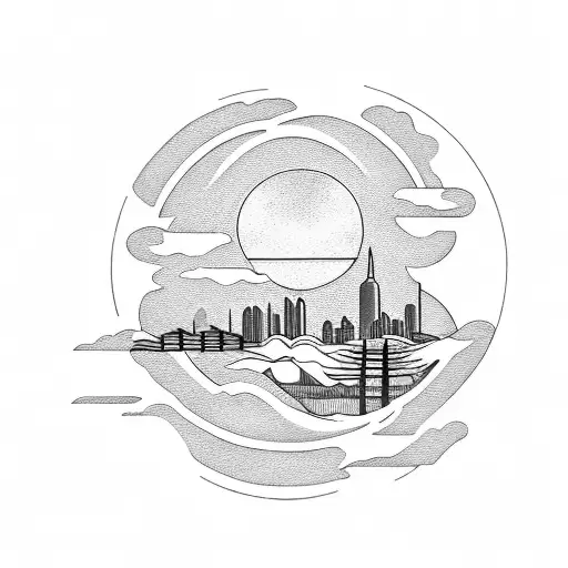 Consider a tattoo featuring a sunset skyline with a winding highway leading into the horizon.  tattoo design idea