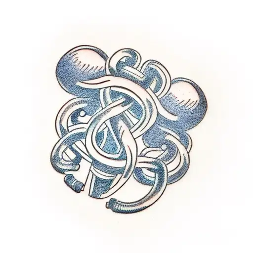 A traditional-style tattoo of three intertwined dumbbells tattoo design idea