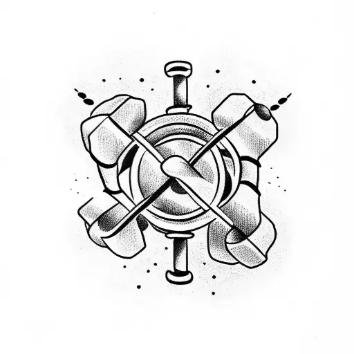 A traditional-style tattoo of three intertwined dumbbells tattoo design idea