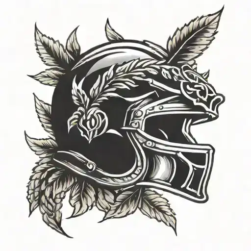 Laurel Wreath and helmet tattoo design idea