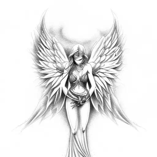 angel vs demon tattoo design idea