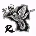 dove skeleton skydiving tattoo design idea