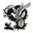 dove skeleton skydiving tattoo design idea