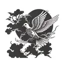 dove skeleton skydiving tattoo design idea