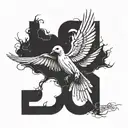 dove skeleton skydiving tattoo design idea