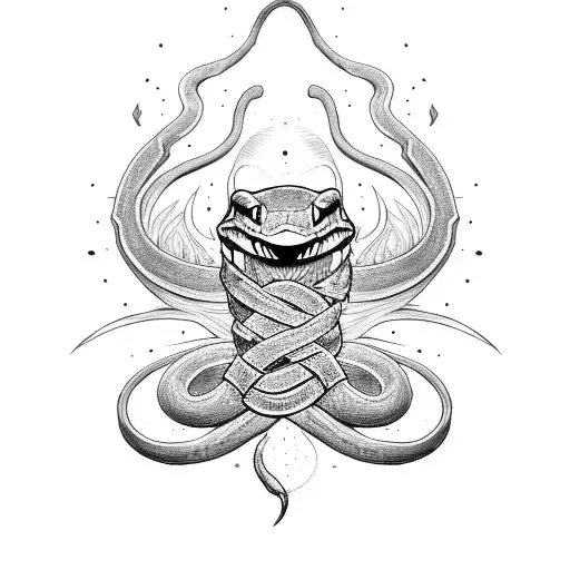 Design a tattoo with cottonmouth snake and an ancient blade tattoo design idea