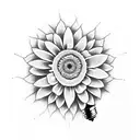 two daisys with a lightbulb as pistil tattoo design idea