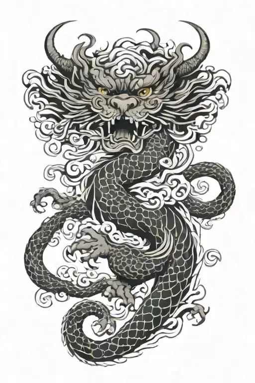 Chinese dragon tattoo featuring tiger and eagle tattoo design idea