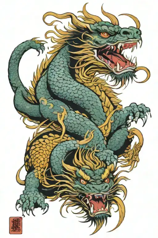 chinese dragon tattoo battle with tiger surrounded tattoo design idea