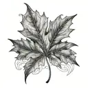 Half dead Maple Leaf tattoo design idea