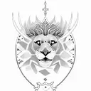 Design a dotwork tattoo of a shield with a roaring lion's head tattoo design idea