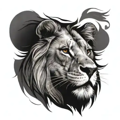 lion with scar on his eye tattoo design idea