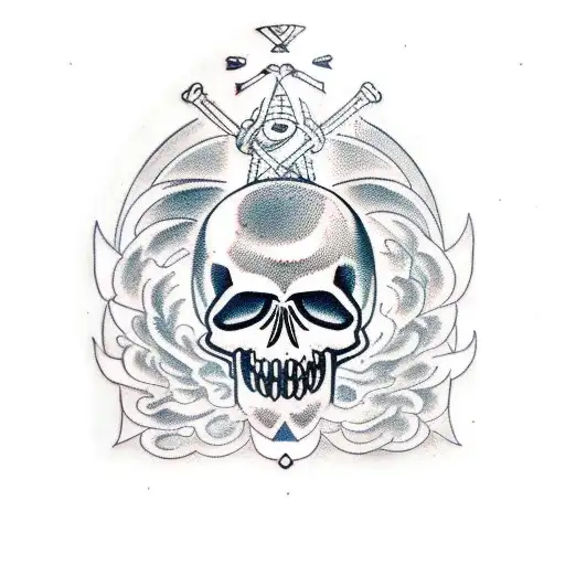 Gemini skulls and numbers tattoo design idea