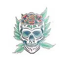 weed skull tattoo design idea