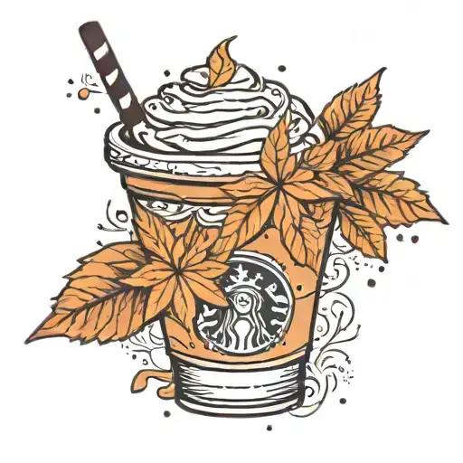 fall leaves around wrist and a pumpkin spice frappuccino tattoo design idea