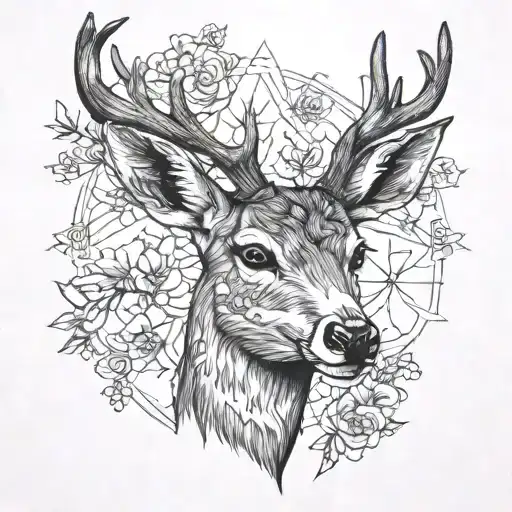 roe deer head front view tattoo design idea