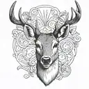 roe deer head front view tattoo design idea