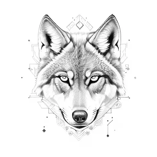 sigma letter with ears and eyes like a wolf tattoo design idea