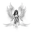 an angel with devil body  tattoo design idea