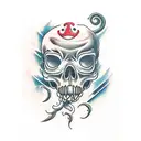 leg sleeve with dark clouds at the top and lighting down to the top of the knee with marine life down under tattoo design idea