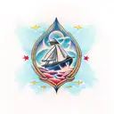 leg sleeve with dark clouds at the top and lighting down to the top of the knee with marine life down under tattoo design idea