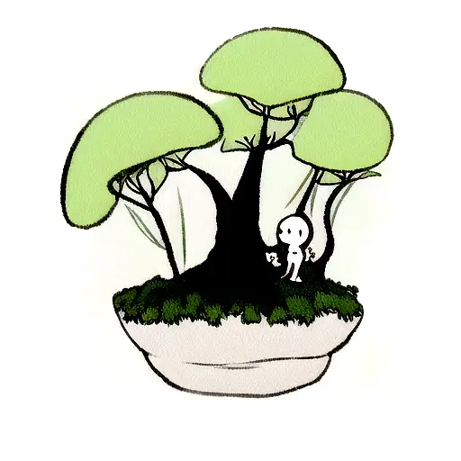 kodama in the forest tattoo design idea