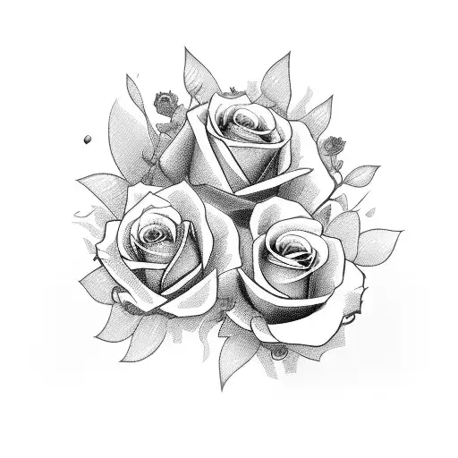 A chess king and queen entwined with roses tattoo design idea