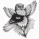 backview of an owl that spread its wings tattoo design idea
