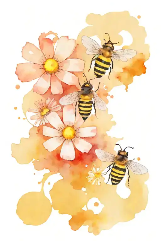 daisy chain ellipsis and semi colon bee tattoo design idea