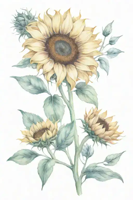 Amelia Rae of sunshine sunflower intertwined tattoo design idea