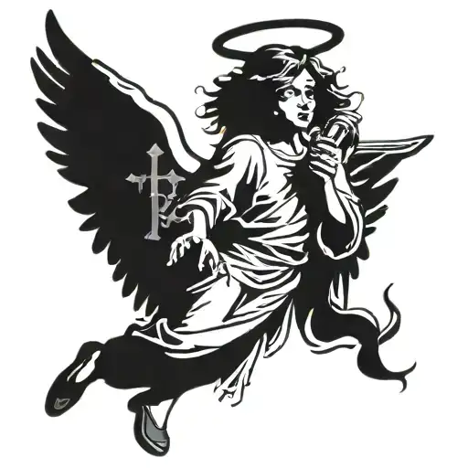 banksy drunk angel tattoo design idea