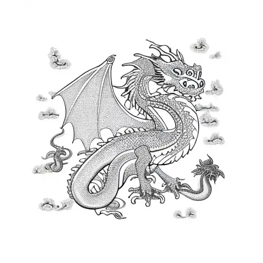 Dragon,tree of life, chrysanthemum,honeybird, swallows,koi ,pond, mountains, female angel,saint George  tattoo design idea