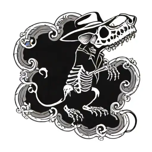 rat skeleton cowboy tattoo design idea