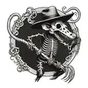rat skeleton cowboy tattoo design idea