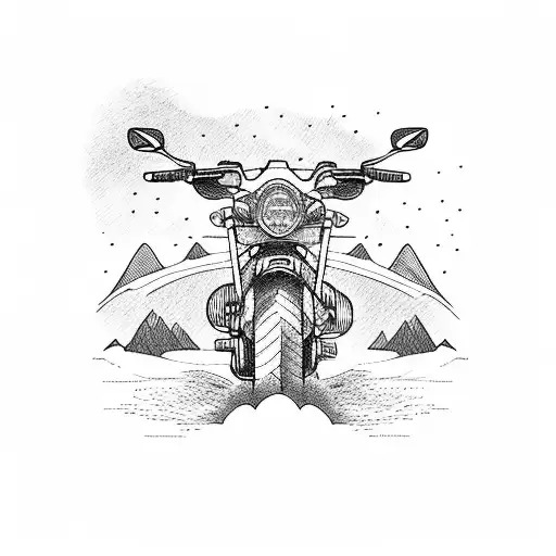 motorcycle adventure mountain music  tattoo design idea