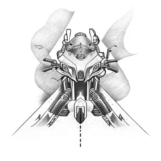 adventure motorcycle, mountains  tattoo design idea
