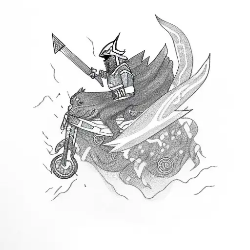 taco riding lightning bolt tattoo design idea