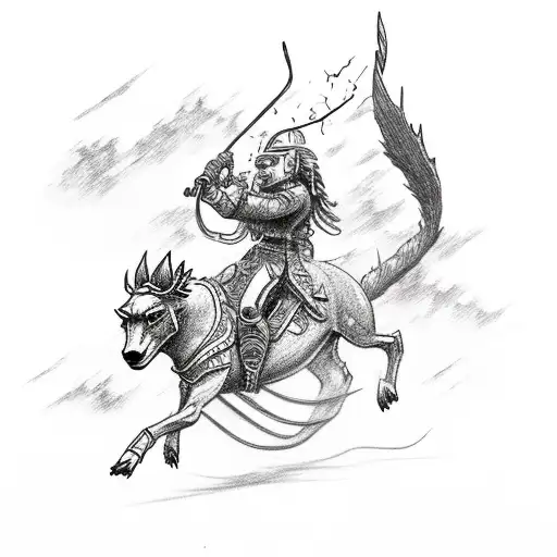 taco riding lightning bolt tattoo design idea