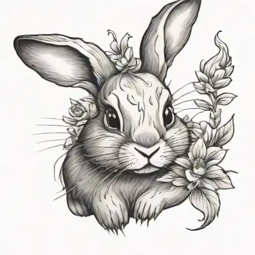cute bunny tattoo design idea