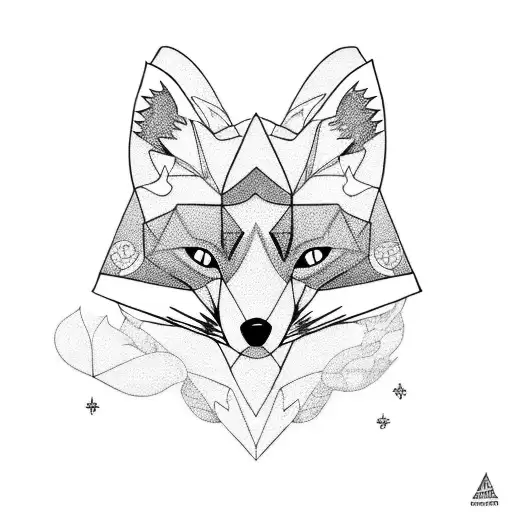 A tattoo inspired by the fox from The Little Prince, using blackwork style tattoo design idea