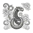 Cobra Snake Protector 11 number included and the symbol of the key of life greek mytology styled  tattoo design idea