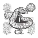 Cobra Snake Protector 11 number included and the symbol of the key of life greek mytology styled  tattoo design idea