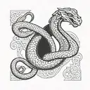 Cobra Snake Protector 11 number included and the symbol of the key of life greek mytology styled  tattoo design idea
