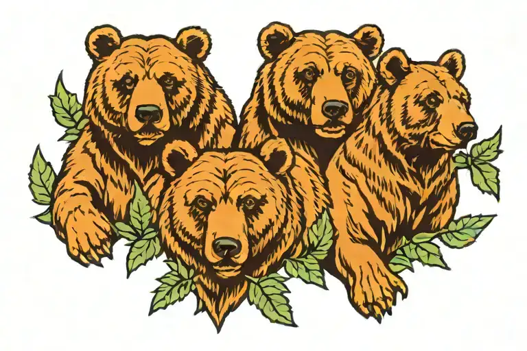 Smokey mountains 3  bears tattoo design idea